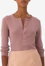 Chloé Henley Ribbed Long-Sleeved T-shirt Lilac CH26SJH30185 50C