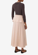 Chloé Fluid Layered Midi Skirt Pink CH26SJU02008 6K7