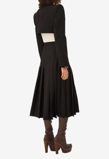 Chloé Wool Grain de Poudre Pleated Midi Skirt Black CH26SJU11067 001