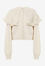 Chloé Wool and Cashmere Cape Cardigan Cream CH26SMC02560 107