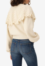 Chloé Wool and Cashmere Cape Cardigan Cream CH26SMC02560 107
