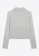 Chloé Embroidered Logo Wool Cardigan Gray CH26SMC03530/S_CHLOE-00N