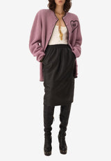Chloé Generous Wool and Cashmere Logo Cardigan Mauve CH26SMC06710 51J