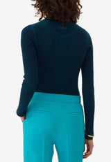Chloé Wool Knit Henley Sweater Blue CH26SMP24510 43E