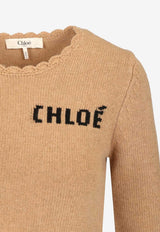 Chloé Logo Intarsia Knit Sweater Beige CH26SMP28560 218