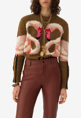 Chloé Intarsia Knit Wool Swan Sweater Brown CH26SMP32615 20M