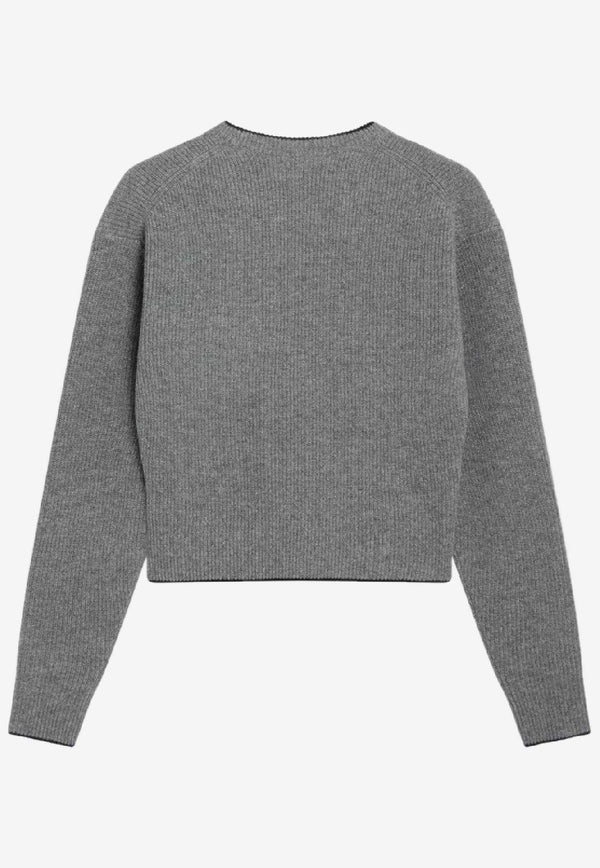Chloé Heart Logo Ribbed Knit Sweater Gray CH26SMP39710/S_CHLOE-012