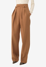 Chloé Wool High-Rise Gathered Pants Brown CH26SPA06164 205