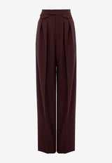 Chloé Wool High-Rise Gathered Pants Eggplant CH26SPA06164 56B