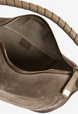 Chloé Marcie Suede Shoulder Bag Taupe CH26SS881P37 20E