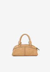 Chloé Small Bowling Shoulder Bag in Ostrich-Effect Leather Beige CH26SS956Q81 218