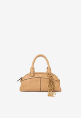 Chloé Small Bowling Shoulder Bag in Ostrich-Effect Leather Beige CH26SS956Q81 218