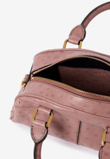 Chloé Small Bowling Shoulder Bag in Ostrich-Effect Leather Purple CH26SS956Q81 26S