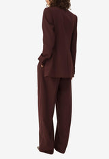 Chloé Wool Single-Breasted Tailored Blazer Eggplant CH26SVE75164 56B