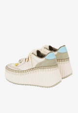 Chloé Nama Platform Wedge Sneakers White CH26U02IWW 32G