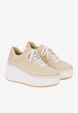 Chloé Nama Platform Wedge Sneakers Beige CH26U02IWX 21M