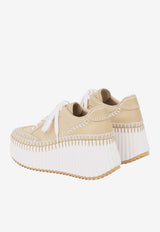 Chloé Nama Platform Wedge Sneakers Beige CH26U02IWX 21M