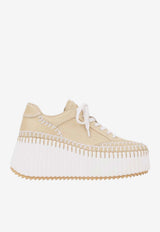 Chloé Nama Platform Wedge Sneakers Beige CH26U02IWX 21M