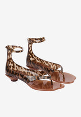 Chloé Leopard Print Jelly Sandals Brown CH26U09VYF 296