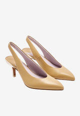 Chloé Suzie 55 Leather Slingback Pumps Beige CH26U18HXD 24F