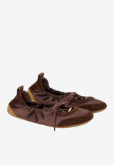 Chloé Kick Satin and Suede Ballet Flats Brown CH26U19SVH 28X