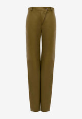 Chloé Straight-Leg Leather Pants Khaki CH26UCP01201 3D2