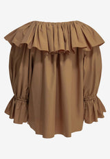 Chloé Ruffled Sleeved Top Brown CH26UH101144 26U