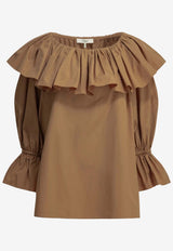 Chloé Ruffled Sleeved Top Brown CH26UH101144 26U
