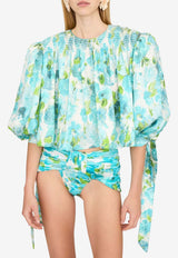 Chloé Floral Print Cropped Blouse Multicolor CH26UHT03387 91J