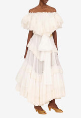 Chloé Off-Shoulder Maxi Ruffled Dress White CH26UR120040 107