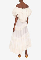 Chloé Off-Shoulder Maxi Ruffled Dress White CH26UR120040 107