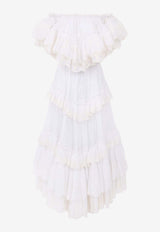Chloé Off-Shoulder Maxi Ruffled Dress White CH26UR120040 107