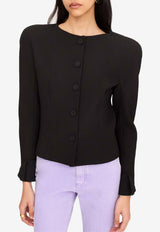 Chloé Collarless Fitted Jacket in Wool-Crêpe Black CH26UVE04061 001