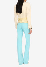 Chloé Collarless Fitted Jacket in Wool Grain De Poudre Cream CH26UVE24066 20P