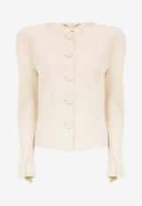Chloé Collarless Fitted Jacket in Wool Grain De Poudre Cream CH26UVE24066 20P