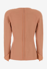 Chloé Collarless Fitted Jacket in Wool Pink CH26UVE34066 266