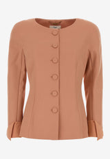 Chloé Collarless Fitted Jacket in Wool Pink CH26UVE34066 266