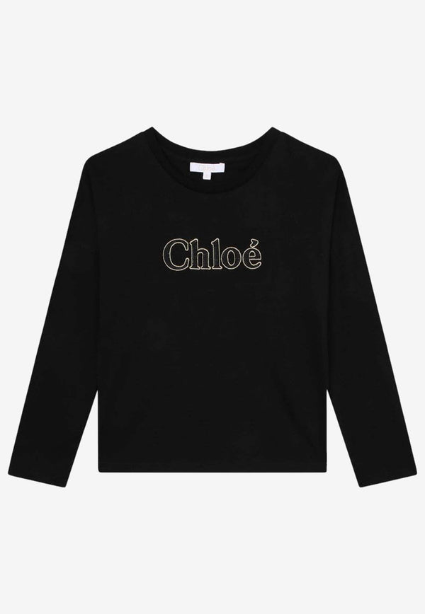 Chloé Kids Girls Logo-Detailed Crewneck T-shirt CHC15E32-ACO/N_CHLOE-09B