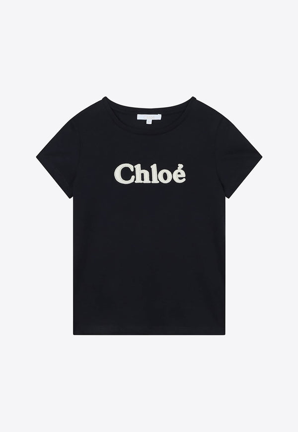 Chloé Kids Girls Embroidered Logo T-shirt Navy CHC15E35-BCO/N_CHLOE-859