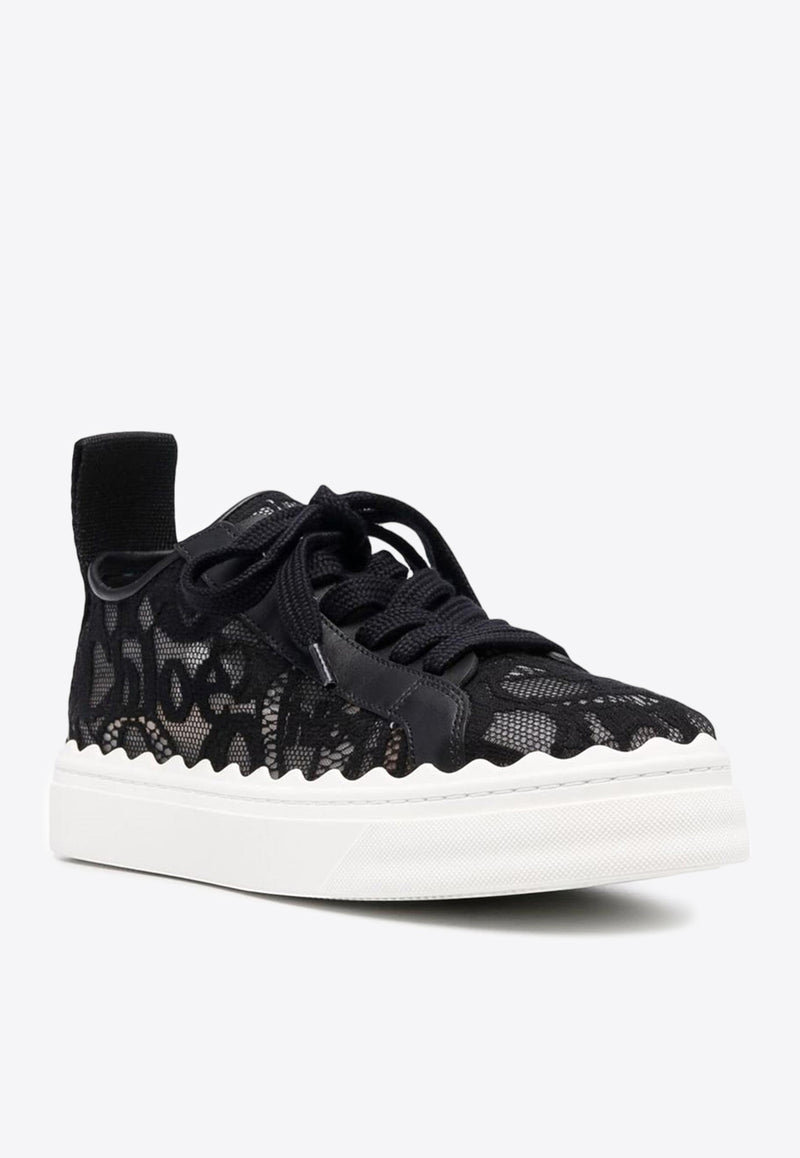 Chloé Lauren Lace Low-Top Sneakers CHC19U108D2BLACK