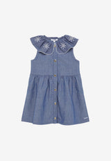 Chloé Kids Baby Girls Embroidered Collar Denim Dress Blue CHC20006-BCO/O_CHLOE-Z77