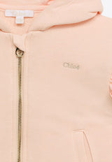 Chloé Kids Baby Girls Logo Embroidered Zip-Up Hoodie Pink CHC20014-ACO/O_CHLOE-45F