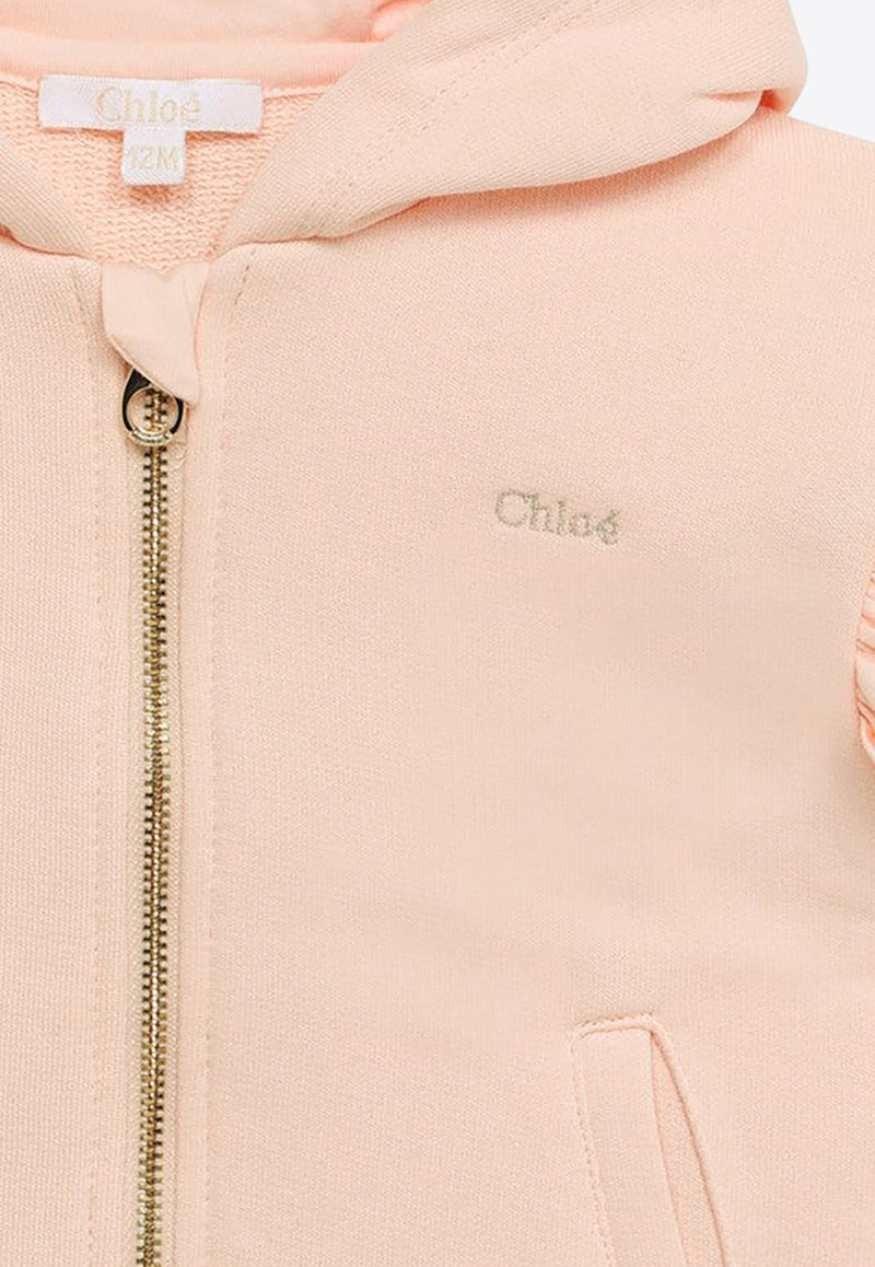 Chloé Kids Baby Girls Logo Embroidered Zip-Up Hoodie Pink CHC20014-ACO/O_CHLOE-45F