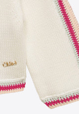 Chloé Kids Girls Crochet Knitted Cardigan White CHC20041-ACO/O_CHLOE-117