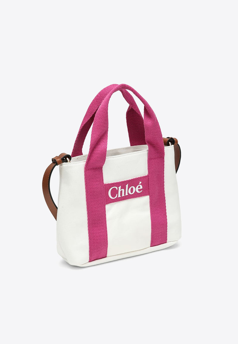 Chloé Kids Girls Logo Canvas Tote Bag White CHC20046CO/O_CHLOE-117