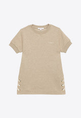 Chloé Kids Girls Logo Embroidered T-shirt Dress Beige CHC20055-BCO/O_CHLOE-C03