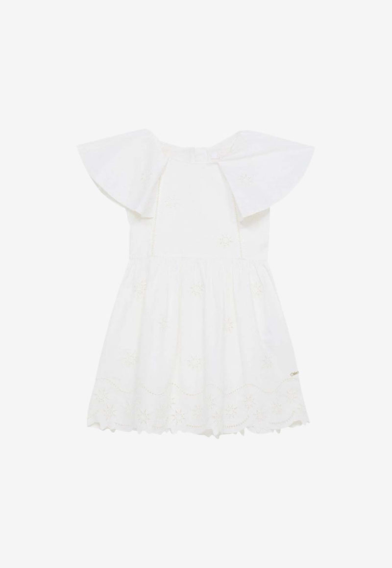 Chloé Kids Girls Embroidered Mini Dress White CHC20064-BCO/O_CHLOE-117