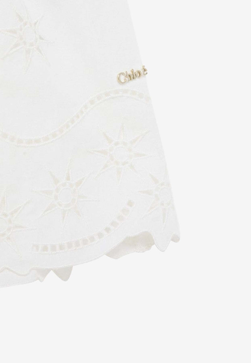 Chloé Kids Girls Embroidered Mini Dress White CHC20064-CCO/O_CHLOE-117