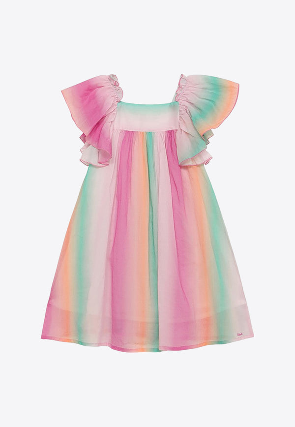 Chloé Kids Girls Tie-Dye Ruffled Dress Multicolor CHC20065-BCO/O_CHLOE-Z41
