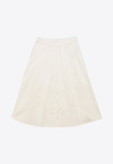 Chloé Kids Girls Embroidered Midi Skirt White CHC20075-ACO/O_CHLOE-117